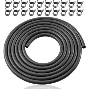 KIKITE 10 Feet 1/4 Inch ID Fuel Line Hose Compatible with Briggs & Stratton Kohler Kawasaki Small Gas Diesel Engines Mowers and Generators Rubber Fuel Hose with 20 Clamps