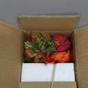 Fake Peony Flowers in Vase Fall Table Centerpiece Faux Floral Arrangement in Vase Autumn Artificial Flowres for Tables Orange Silk Flowers Arrangement (Orange,Round Glass)