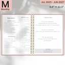 2 x Monthly Planner 2025-2027, 24 Months Planner Calendar 2025-2027, July 2025 - June 2027, Hard cardboard cover A4-8.6"  11.3", 25-27 Monthly Calendar for School Office Home Planning - Pink