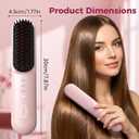 2026 Upgraded Go Brush - Pro for Short Hair - Cordless Straightening Brush with Fast Heat, 3 Temperature Settings, Ionic & Ceramic Care, USB-C Rechargeable for Frizz-Free Styling (Pink)