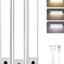 EZVALO 12inch Under Cabinet Lighting Wireless with Battery Indicator, 2500mAh Rechargeable Motion Sensor Light Indoor, 96 LED Under Counter Lights for Kitchen Closet, 3 Color Temps, Dimmable, 3 Pack