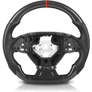 Steering Wheel for Chevy Camaro 2016-2024, Carbon Fiber Steering Wheel Upgrade D-shaped Flat-bottom Perforated Leather Replacement for Chevrolet Camaro LS/LT/SS/ZL1, Interior Accessory