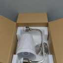 METWET 2-Light Bathroom Light Fixtures, Brushed Nickel Vanity Lights, Double Wall Sconce with Flared White Fabric Shade, Modern Sconces Wall Lighting for Hallway Bedroom Stairway, VL837-BN-2