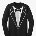 Promotion & Beyond Long Sleeve Tuxedo Shirts for Men | Tuxedo White Funny Faux Fake Casual Long Sleeve Shirt SIZE M