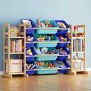 SpaceAid Toy Storage Organizer with 6 Shelves and 12 Bins, Toy Organizers Storage Bookshelf, Kids Bin Shelf Toys Box Bookcase for Bedroom Playroom Organization Room Decor, Blue and Navy Blue, 52.3"W, 6 Shelves, 12 Bins