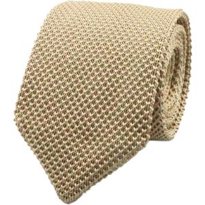Men's Skinny Knit Tie Vintage Mixed Pattern Casual 2.4" Necktie - Various Design (Champagne)