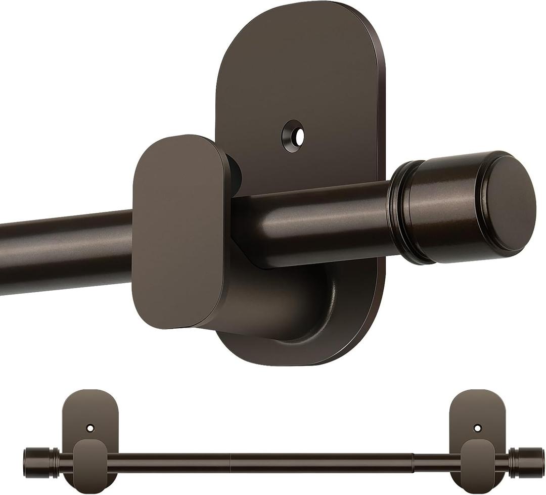 Curtain Rods No Drilling 32 to 86 Inch, HOTOZON 5/8 Inches No Drill Curtain Rods for Windows 55 to 82 Inches(4.5-6.8 ft), Renter Friendly Adjustable Small Drapery Rod for Lightweight Curtains, Bronze