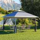 Garvee 13x13 ft Pop Up Gazebo,Canopy Tent with Mosquito Netting, Gazebos on Clearance,Outdoor Patio Gazebo,Backyard Tent for Party,Wedding,Outdoor Dining(Dark Grgy+Light Grey)