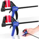 WORKPRO 6" Mini Bar Clamps for Woodworking, One-Handed Clamp/Spreader, Light-Duty Screw-Change F Clamp with 50lbs Load Limit, 2PC