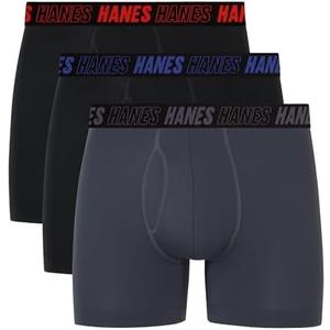 Hanes mens Moves Performance Boxer Brief, Total Support Pouch, Regular, Trunk, and Long Leg, 3-pack Large