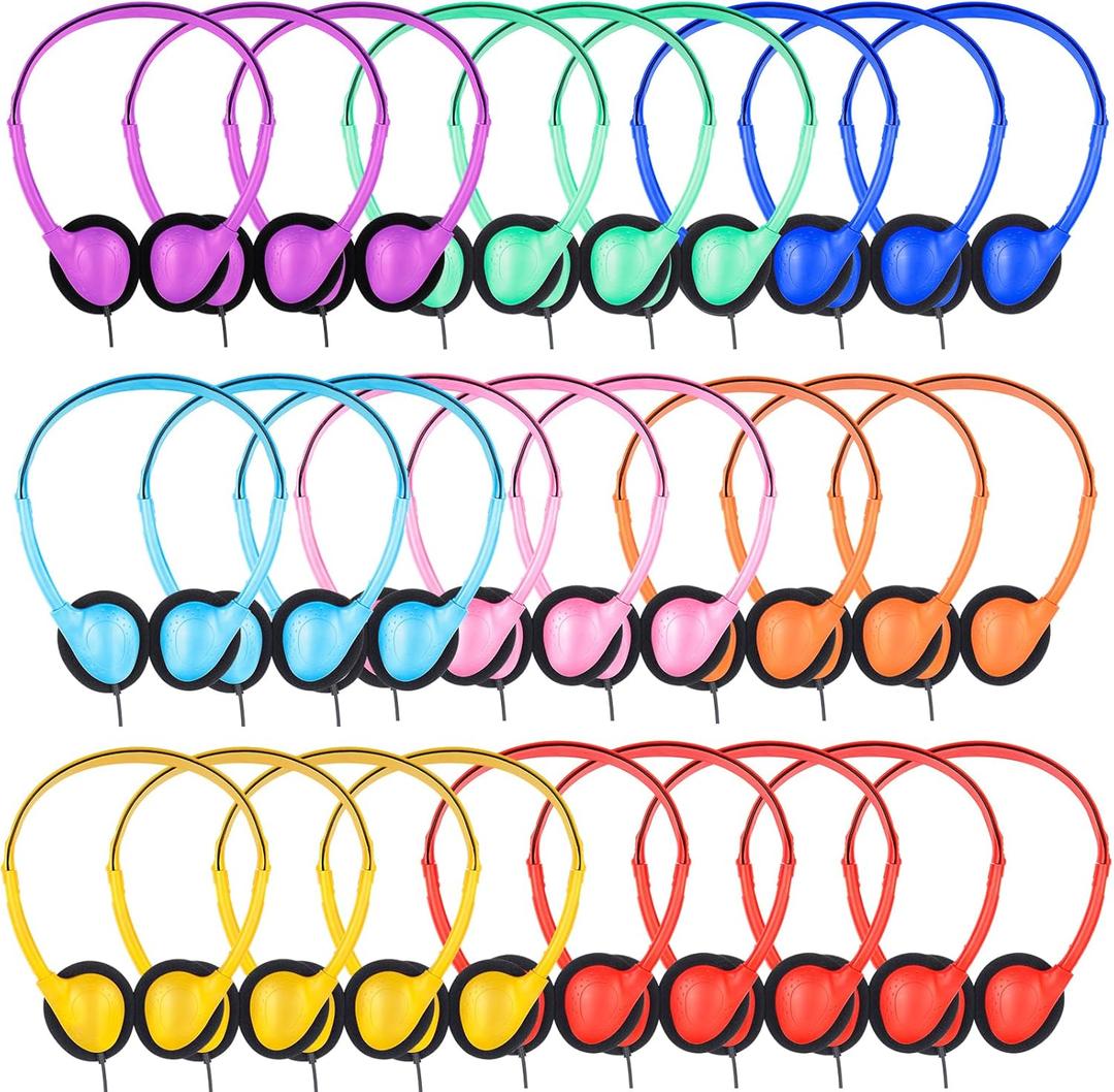 Classroom Kids Headphones Bulk 18 Pack for School Students Children Teen Boys Girls, Wholesale Bulk Headphones for Classroom Earphones 3.5mm Jack (Mix Colors)