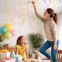 48PCS Pastel Paper Swirl Decorations Hanging Ceiling Streamers for Birthday, Spring, Bridal, Gender Reveal, Wedding, or Everyday Party Decor