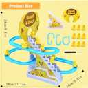 Small Duck Climbing Stairs Toy,Electric Duck Roller Coaster Toy Set with LED Flashing Lights & Music Track Slide Birthday Gift for Kids,Age 39Pcs Ducks