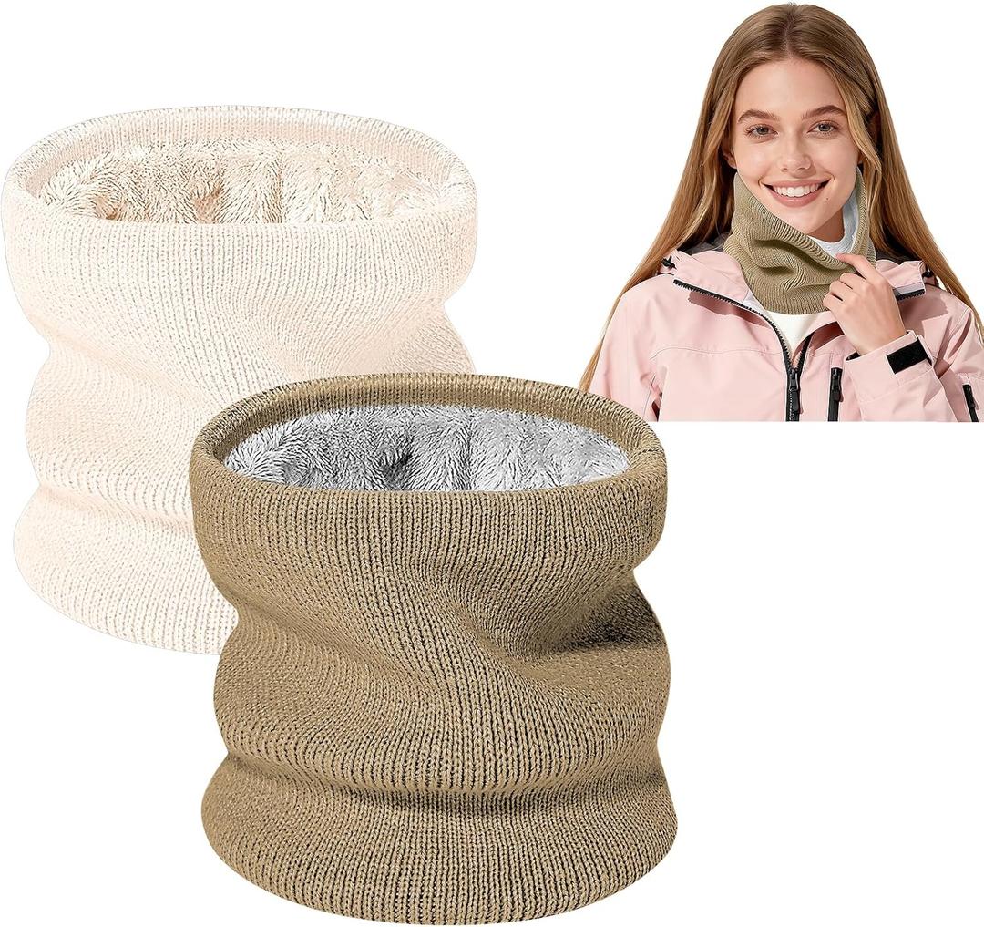 Winter Neck Warmer Gaiter: Windproof Thick Fleece Lined Warm Neck Scarf for Skiing Cycling Snowboarding for Men Women (One Size, Beige, Khaki)