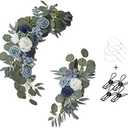 Gkvszy Wedding Flower Swag (Set of 2) for Wedding Welcome Sign Arch Artificial Flower Floral Swag Decor Wedding Ceremony Reception Party Decoration Navy, Dusty Blue and White