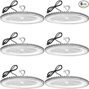 6 Pack 400W UFO Led High Bay Light Fixture,120v,5000K Daylight Commercial Shop Bay Lighting,61000LM,[1750W MH/HPS Equiv.] US Plug Area Lighting for Warehouse/Barn/Gym/Factory/Workshop