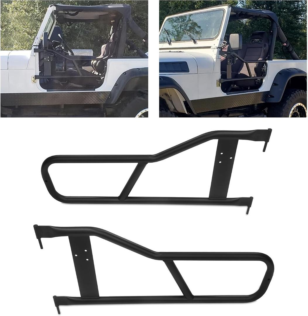 ECOTRIC Tubular Doors Compatible with 1987-2006 Jeep Wrangler YJ TJ Tubular Half Doors Tube Door Steel Left & Right Simple Off-Road Style