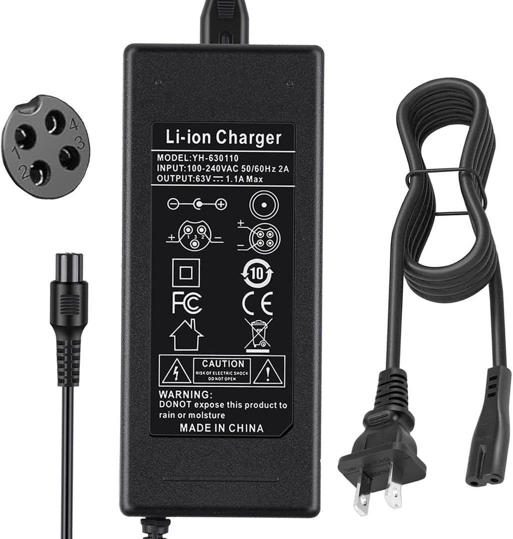 63V 4 Prong Charger for Ninebot S (Not for S-Plus) / Mini PRO/Mini lite / L8 / One A1/ One S2/ S-MAX, N3M240, GoKart Kit, Gokart PRO, 4-Pin fits for Segway Ninebot Charger