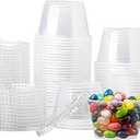 ESKAY PRODUCTS Plastic Portion Cups with Lids, Condiment Cup, Jello Shot, Souffle Portion, Sampling Cup 100 Cups/Lids (Clear, 4oz 100 Cups/Lids)