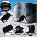 Ski Goggles Frameless Anti-Fog Windproof OTG Design Snowboard Goggles UV400 Block Eyes Protect Lens Adult Youth (Hx-022 Silver Lens Vlt 13%)