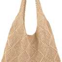 COOKOOKY Crochet Beach Tote bag Summer Beach Bag for Women Aesthetic Mesh Tote Bag Hippie Bag Knit Bag