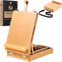 Beechwood Tabletop Easel for Painting, Portable Adjustable Sketchbox Art Easel Stand with Detachable Strap for Beginners and Art Lovers
