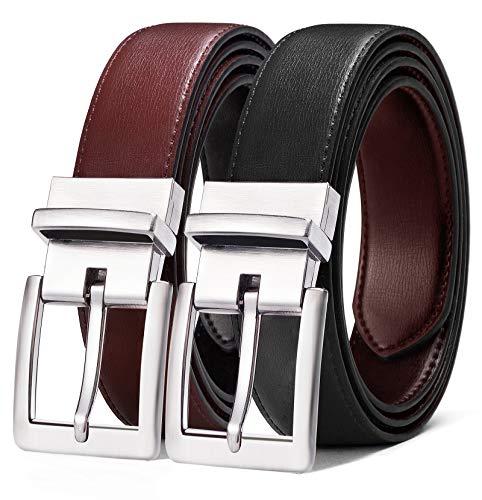 BULLIANT Men's Belt,Reversible Belt Adjustable For Gift Men 1.25”-Cut For Fit-2 Sides in 1 Belt(Not 2)(Black/Brown,32"-34" Waist Adjustable)