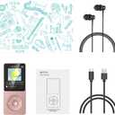 AGPTEK A02S 16GB MP3 Player, 70 Hours Playback Lossless Sound Music Player, Supports up to 128GB, Rose Gold