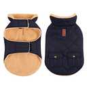 Queenmore Warm Dog Coat, Cold Weather Puffer Dog Jacket with Ultra Thick Plush Lining, Storage Pockets (Dark Navy, Medium)