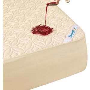 BEDLORE Waterproof Mattress Protector, Full Size Mattress Pad with Deep Pocket 6"-15" Depth, Soft Breathable Double Bed Mattress Cover for Bedroom, College Dorm, Hotel (Beige)