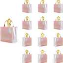 Set of 12 Iridescent Glossy Reusable Grocery Bags Reusable Gift Bags with Handles Bachelorette Bag Non-Woven Bridesmaid Bag for Women Birthday Wedding Party Mother's Day Christmas