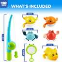 TOY Life Bath Toys for Kids Ages 1-3, Magnetic Fishing Game with Mold Free Wind Up Bath Toys for Toddlers 1-3 & Toy Fishing Pole & Fishing Net, Water Table Pool Fun Bathtub Toys for Baby Infant