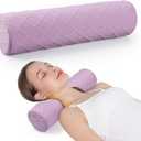 Cozyhealth Cervical Roll Pillow, Medium Soft Memory Foam Neck Round Pillow Cylinder Bolster Pillow for Sleeping, Round Neck Support for Bed, Legs, Back and Yoga (Purple, Large - 4.7" H)