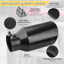Vurkcy 4 inch Inlet Exhaust Tip, 6" Outlet 12" Overall Length Stainless Steel Exhaust Tail Pipe, Bolt-On, Rolled Edge, Slant Sleek Angle Cut, Polished Tailpipe, Black
