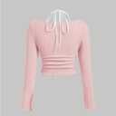 SOLY HUX Girl's Cute Long Sleeve Crop Tops Preppy T Shirts Casual Halter Tops Cute Clothes for Girls Size 8-12 (Pink)
