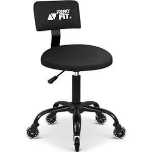 Rolling Shop Stool with Wheels,Mechanic Garage Stool Chair with Adjustable Height 15.55"-18.3",Heavy Duty Swivel Roller Seat for Garage,Salon and Tattoo Beauty, Black