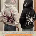 Women Men Oversized Harajuku Y2K Spider Graphic Hoodie Long Sleeve Full Zipper Jacket Coat Casual E Girl (L)
