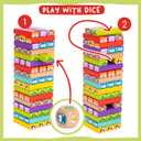 Nene Toys Wooden Tumble Tower Game with Animals & Colors, 4-in-1 Educational Family Board Game for Kids Ages 3-9, Creativity & Cognitive Skills Booster - Gift for Boys & Girls 3+ Years