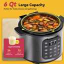 CARORI Electric Pressure Cooker 6 Quart Silver, Non-stick Pot, 9-in-1 Instant Pot, 12 Preset Functions with Touchscreen, Safe Steam Release, Stew, Slow Cook, Rice, Saut, Warmer