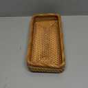 Small Rattan Serving Tray, Natural Wicker Decorative Tray for Trinket Ring Cosmetic, Rectangular Keys Basket Jewelry Perfume Trays for Coffee Table Entryway Living Room(10"  5.1")