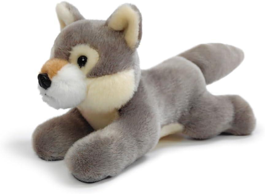 Wolf Stuffed Animal for Kids,8 inch Realistic Animal Plush Toy Lying Down Posture Animals,Plush for Boys Girls Adult Birthday Hug Teaching(S-Wolf)