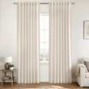 2 x MIULEE Non-See-Through Privacy Linen Curtains 2 Panels, Light Filtering Window Curtains Farn House Textured Back Tab Semi Sheer Drapes for Bedroom Living Room, 52 x 84 Inches Long, Cream