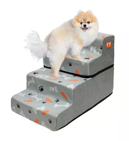 GeerDuo Dog Stairs Ramp for Small Dogs 4-Step Steps Couch Sofa and Chair Pet Cats Non-Slip Balanced Indoor 4-Steps