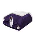 Electric Heated Blanket Throw Size 50"x60", Soft Flannel with Overheat Protection, 9 Adjustable Heat Settings & 10-Hour Auto-Off Timer, Fast Heating for Winter Comfort, Dark Purple