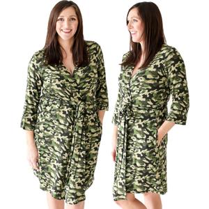 Posh Peanut Maternity Robe for Hospital Delivery - Soft Viscose from Bamboo Postpartum Robe for Women Nursing & Lounging (X-Large, Camo Cadet)