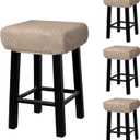 Uxcell 4pcs Stool Covers Rectangle, Bar Stool Covers Saddle Seat Cover for Wooden Metal Bench Chair Khaki