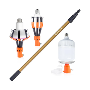 LOVEETA® Gen2 12Ft [18Ft Reach] Lightweight Extendable Light Bulb Changer Pole for High Ceilings – Telescopic Light Bulb Pole Changer with Bulb Gripper - Champagne Gold
