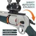 Foam Gun Revolver 2 in 1 Shotgun with 4X Scope Soft Foam Blaster Gift for Christmas Birthday with 60 Bullets 15 Shells Soft Bullet Revolver Soft Dart Pistol for Age 14+ (Brown), 19.7 inches x 1.6 inches x 7.9 inches
