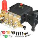 TOOLCY Pressure Washer Pump Max 4200 PSI 4.2 GPM, 1" Shaft Horizontal Gas Power Washer Pump Replacement, Direct Drive Triplex Plunger Pump, Compatible with Honda Simpson, DeWalt and More, 5 Nozzles