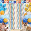 Blue Dog Birthday Decorations Dog Paw Party Decorations Paw Streamers Balloons 3.3 X 6.6ft Foil Fringe Curtains Photo Booth Prop Backdrop for Kids Birthday Party Decor